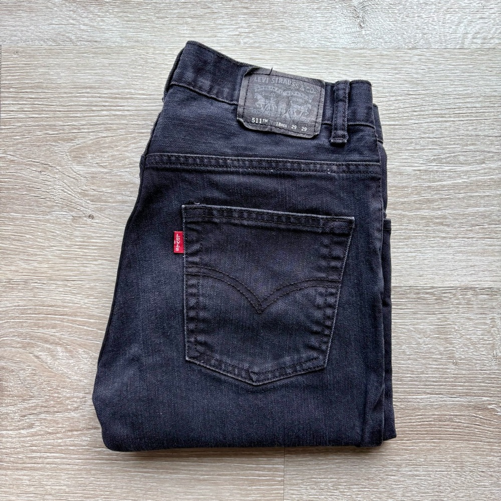 Levi's 511 Black Washed Slim Straight Jeans Mens 29x29 Boys 18R